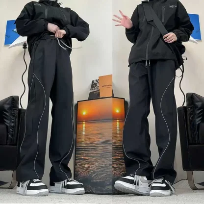 Night Streetwear Reflective Casual Pants - Image 3